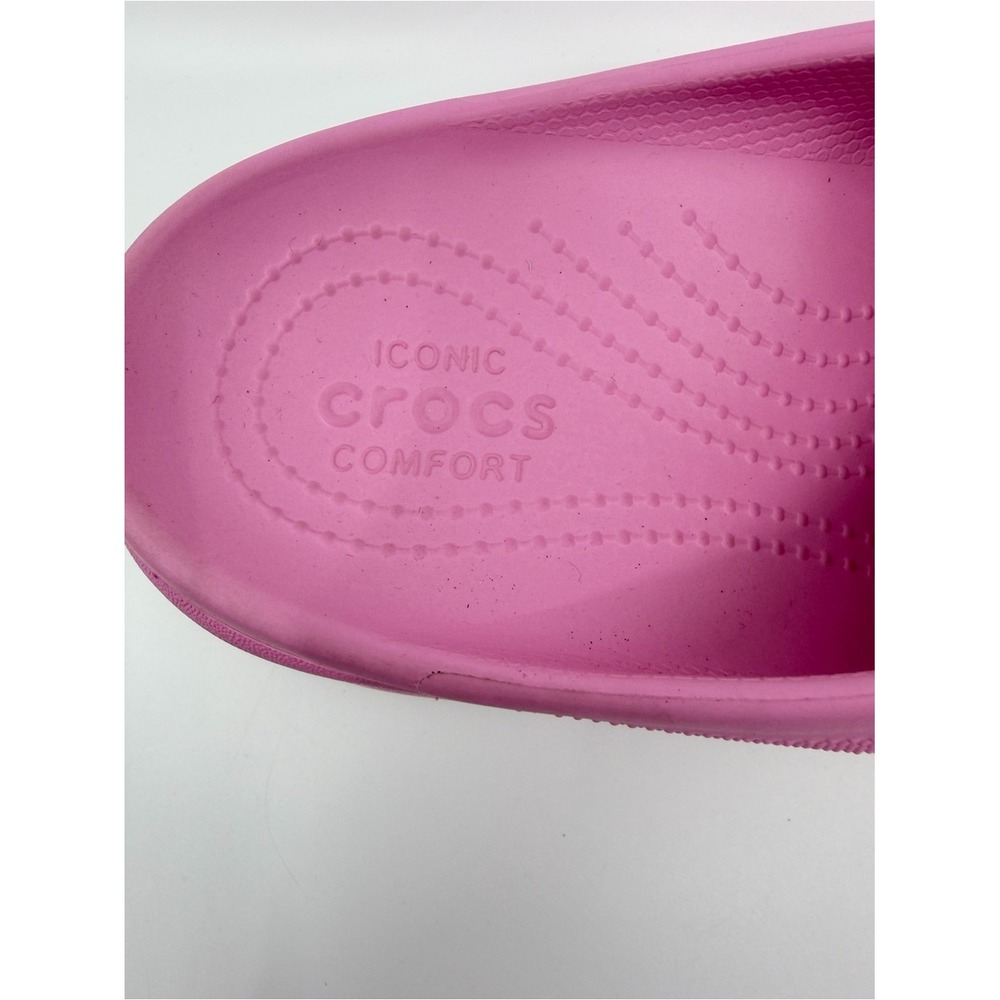 Crocs Siren Clog Women Size 11 Pink Puffy Bow Platform Heel Slip On Shoes - Picture 8 of 12